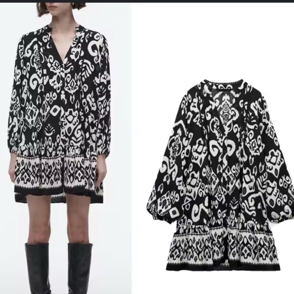 Black and White Patterned Dress